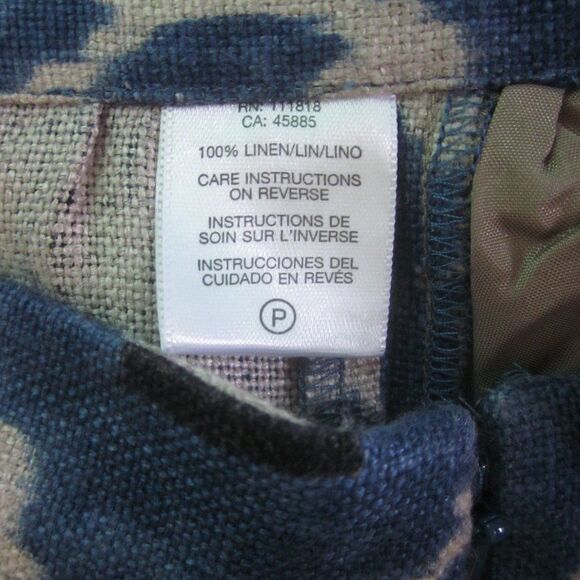 Michael Kors Summer Linen A-Line Mini Skirt Size 4 Rear Zipper Blue Ikat Print - Picture 8 of 10